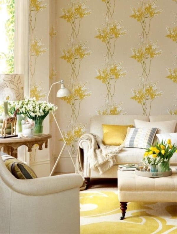 Yellow and Beige Living Room Design
