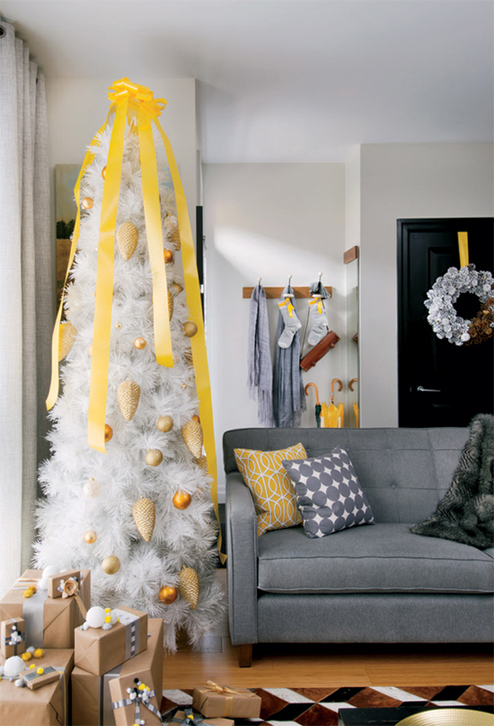 Yellow and White Christmas Tree