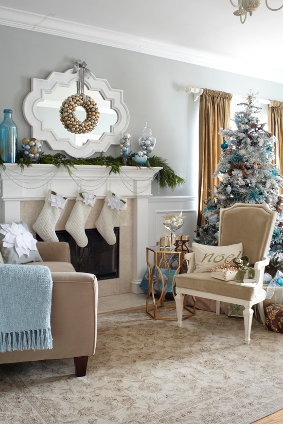 Blue Christmas Living Room
