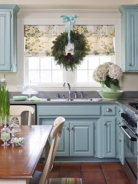 Blue Shabby Chic Kitchen Cabinets