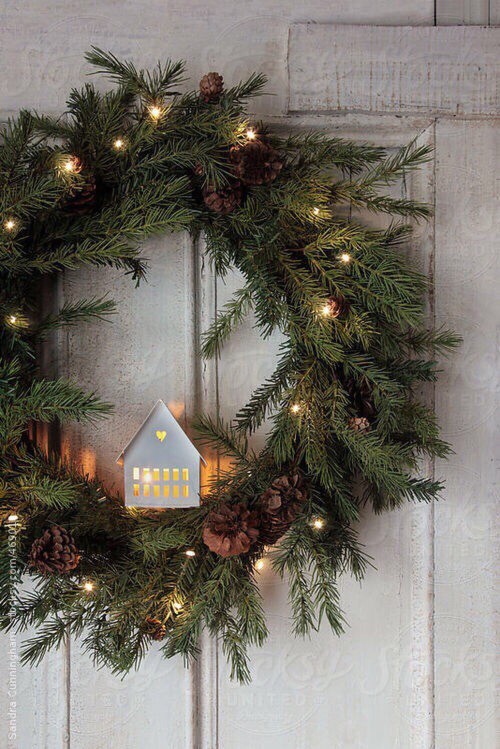 Christmas Door Wreaths with Lights
