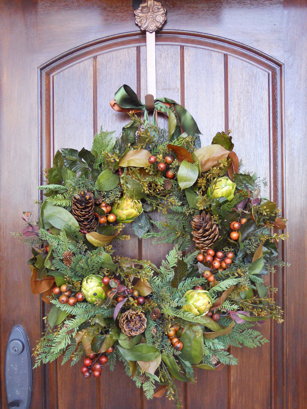 Christmas Front Door Grapevine Wreath Ideas