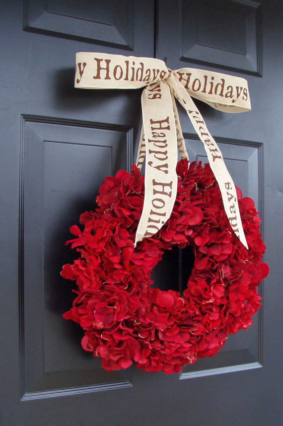 Christmas Wreath with Red Door