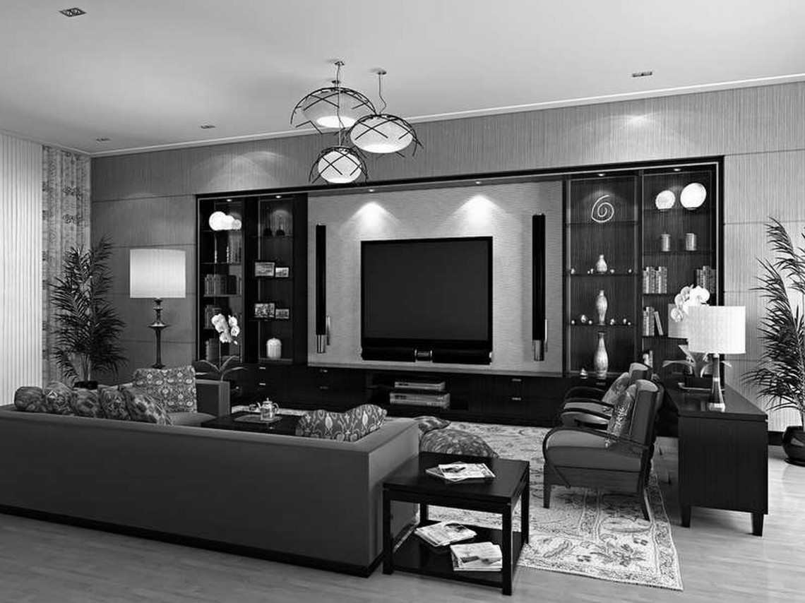 dark furniture living room designs
