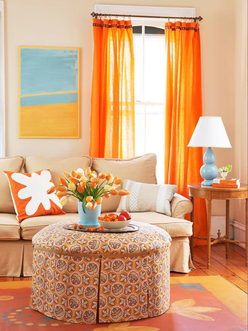 orange-living-room-curtains