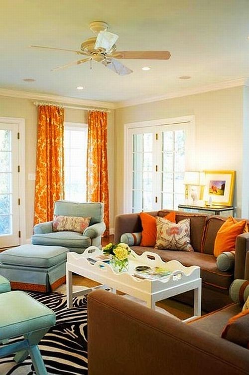 orange-and-brown-living-room-curtains