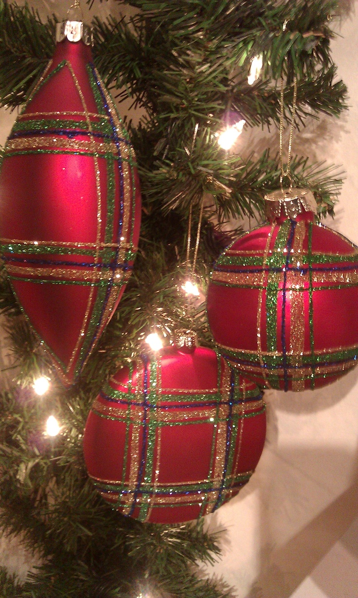 Red Plaid Christmas Ornaments