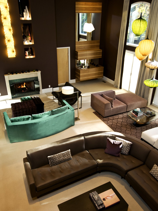turquoise-and-brown-living-room