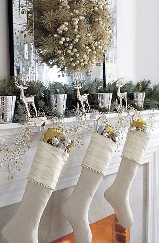 White and Gold Christmas Mantel