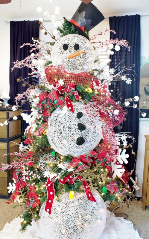 how-to-decorate-a-christmas-tree-as-a-snowman