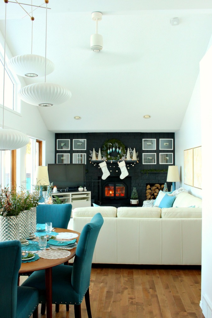 Wintry Blue and White Living Room
