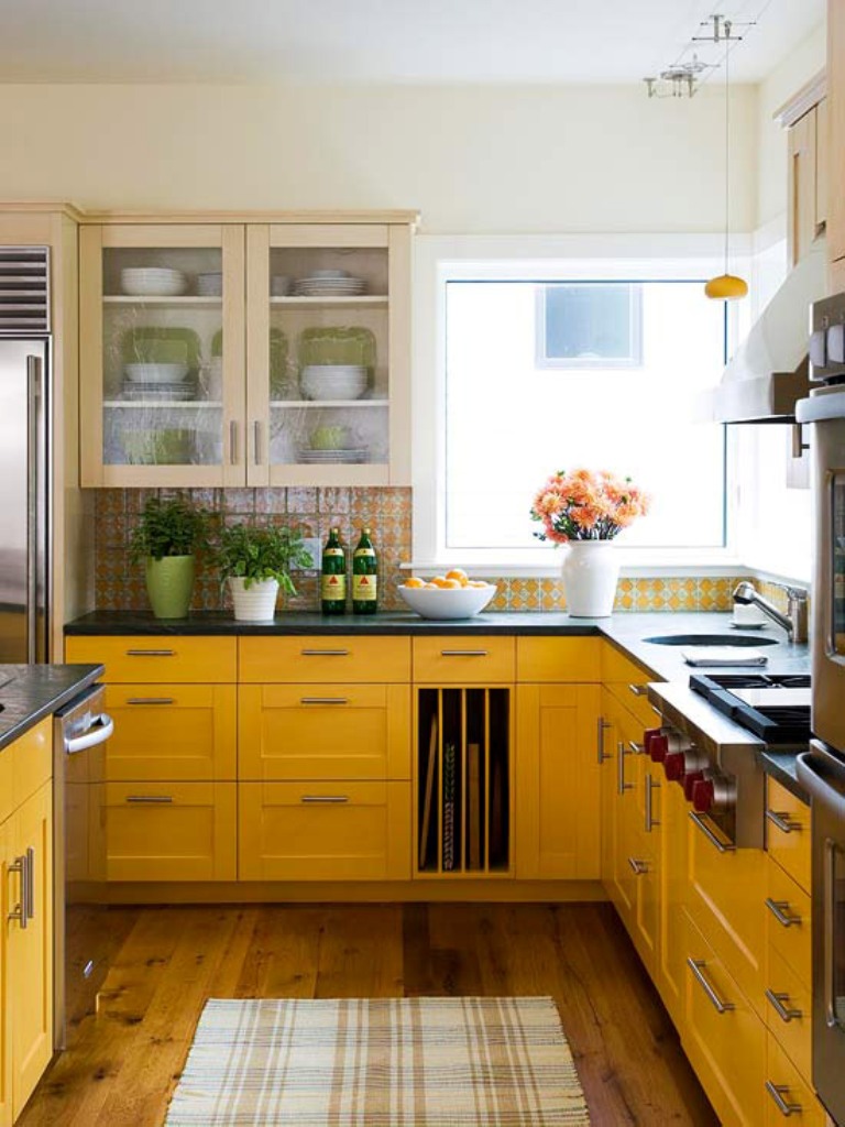 Bold Yellow Mediterranean Kitchen Design