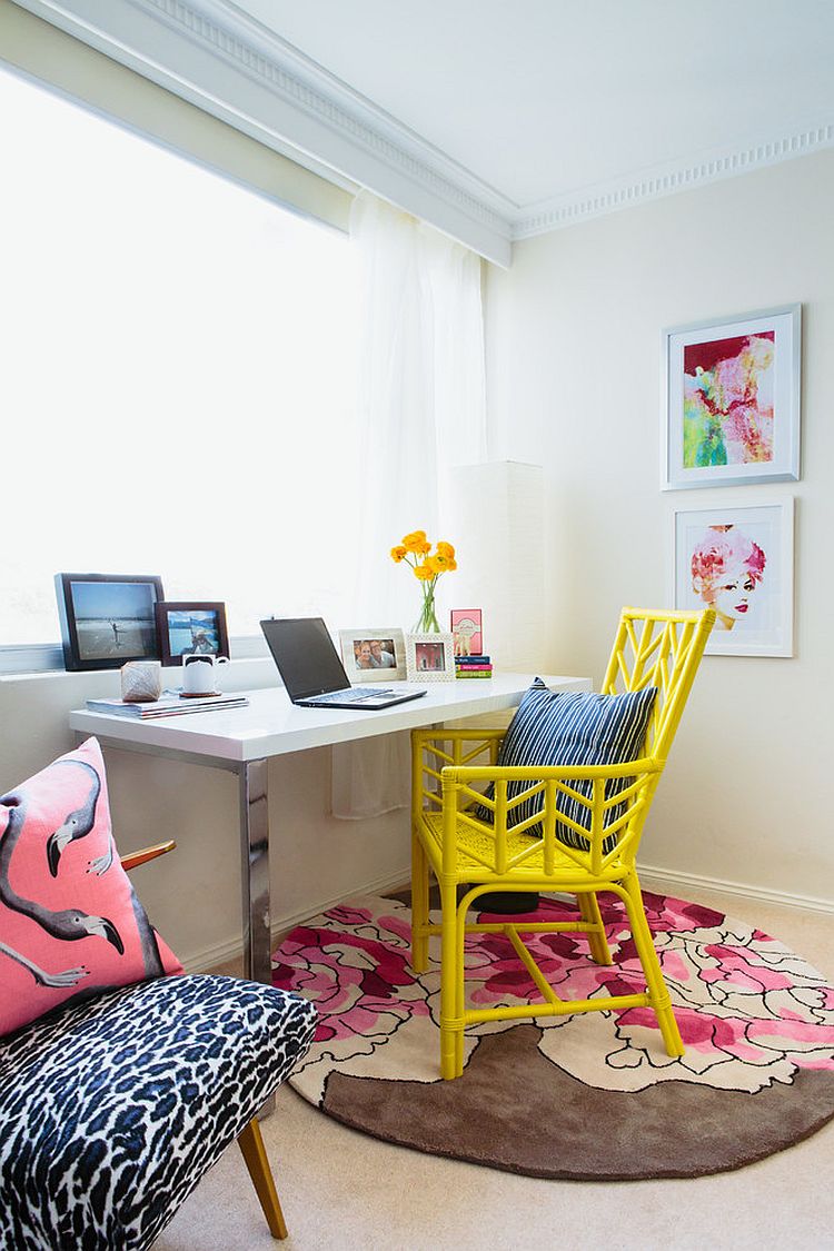 Beach style home office Design with colorful