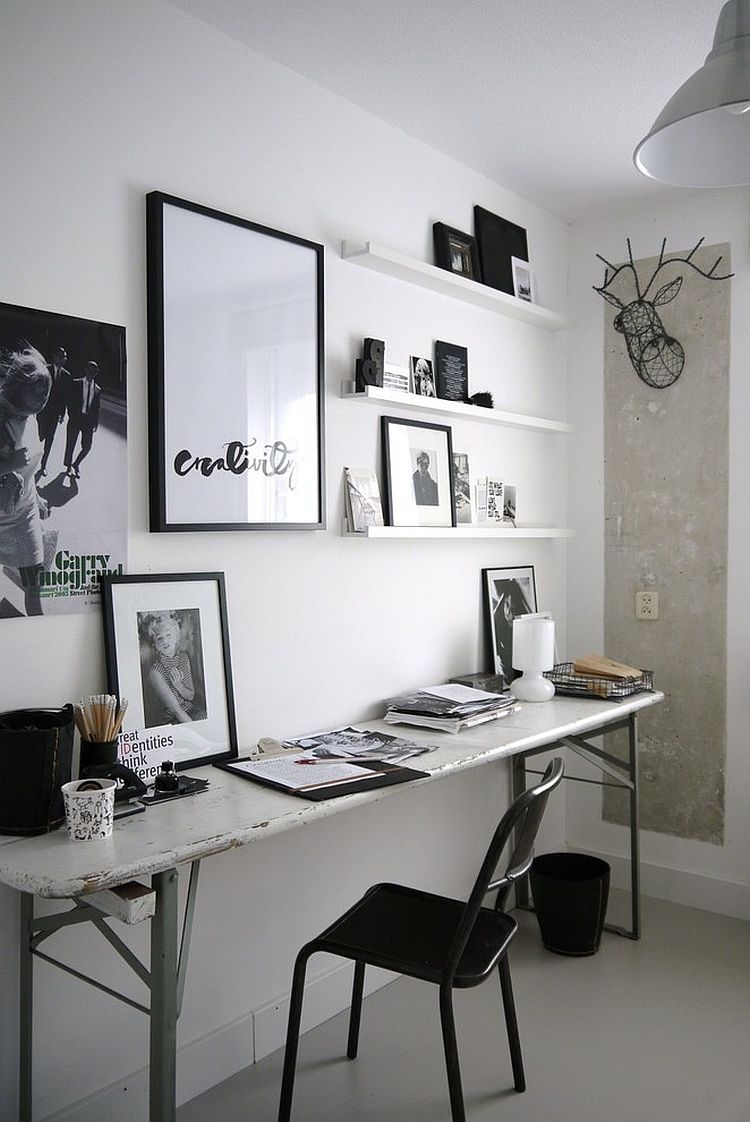 Black and White Industrial Home Office Design