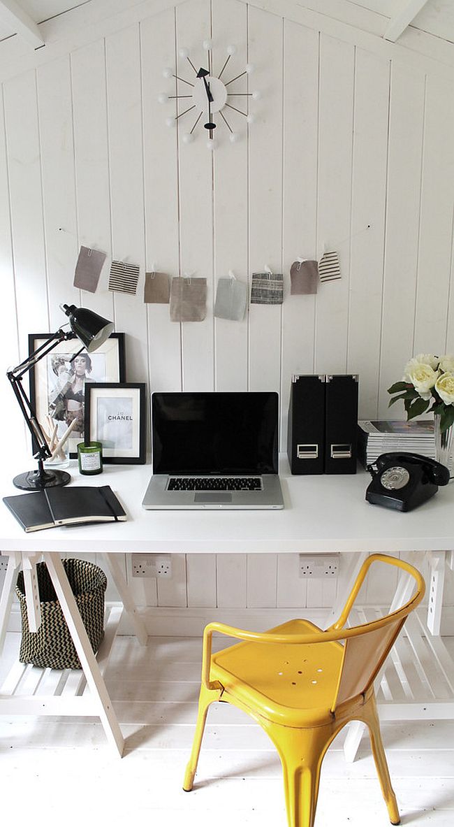 Black and White Shabby-Chic Style Home Office Design