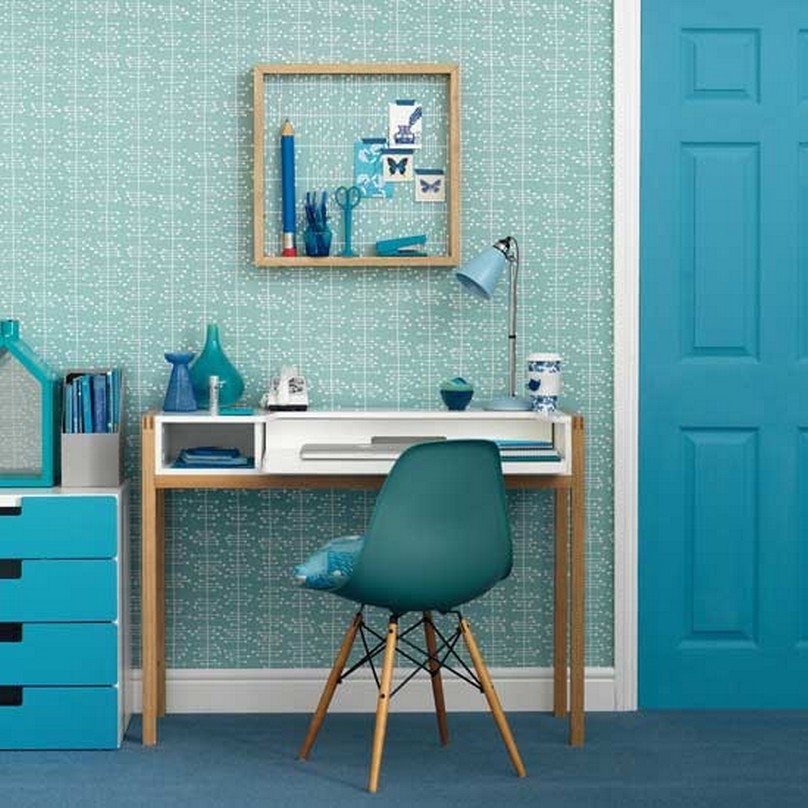 Blue Color Modern Home Office Design