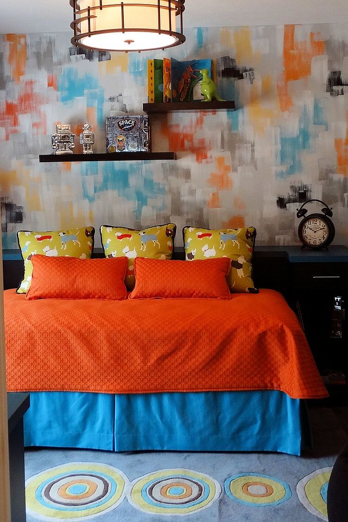 Blue and Orange Contemporary Kids Room Design