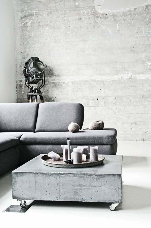 Chic Grey Industrial Living Room Design