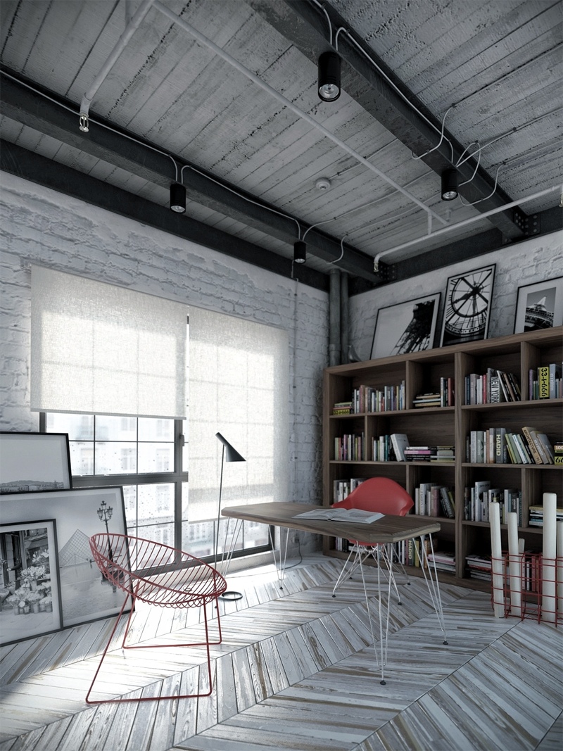 Full Size Industrial Home Office Design