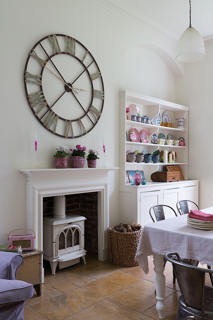 Giant wall clock Shabby-Chic Style Dining Room Design