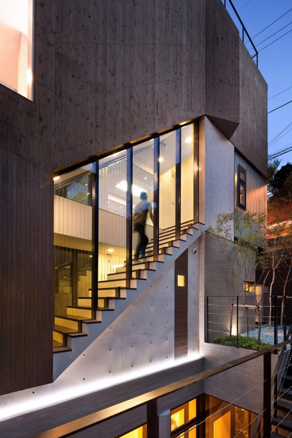 Glass Window On Stairs Contemporary Exterior Design