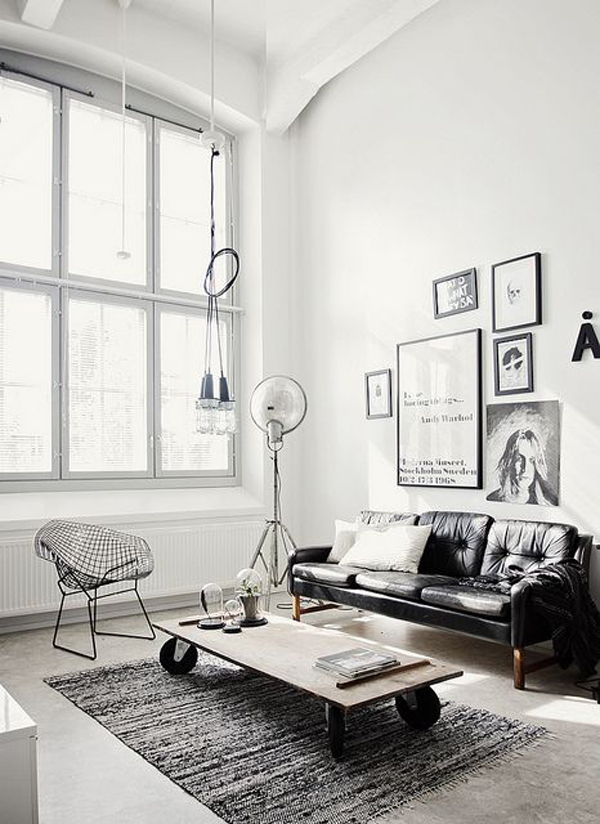 Grey Industrial Living Room Design