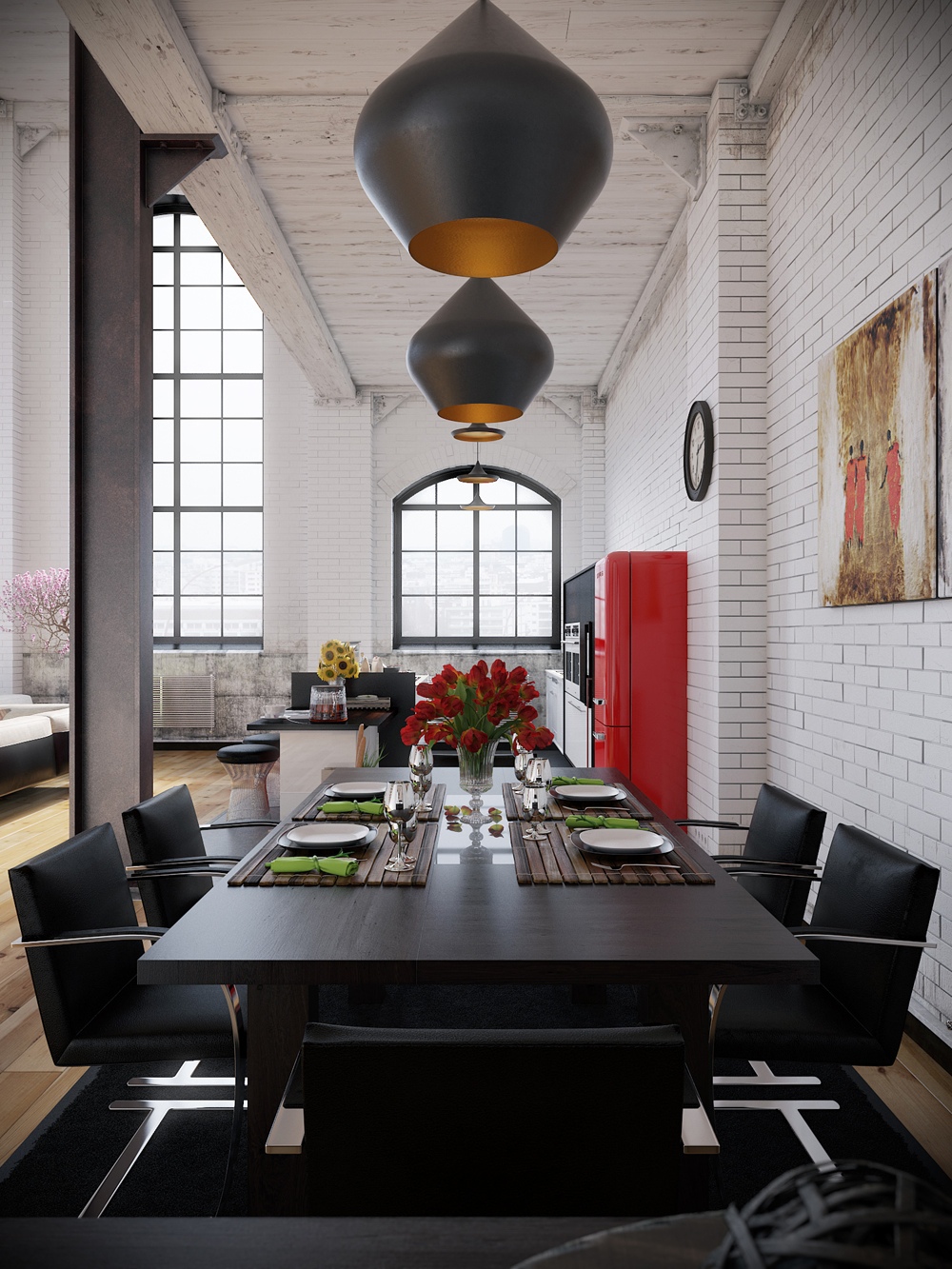 Industrial interior modern dining table design