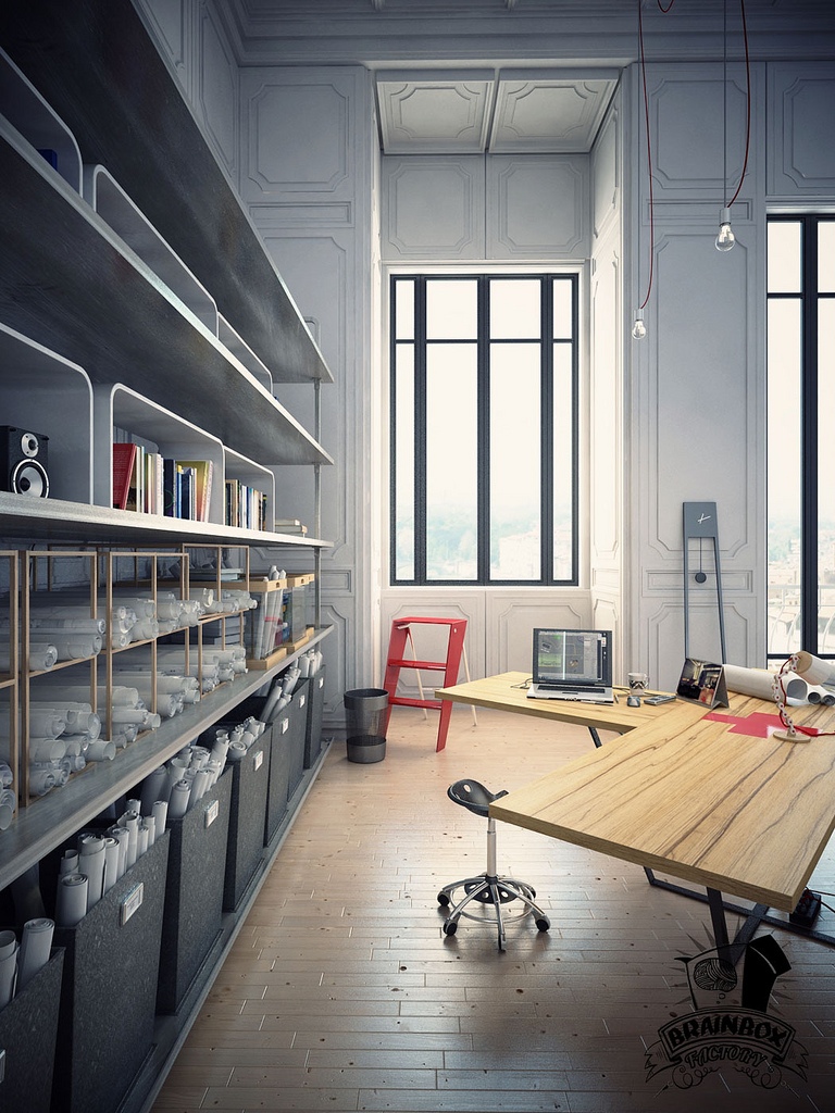 Large Industrial Home Office Design