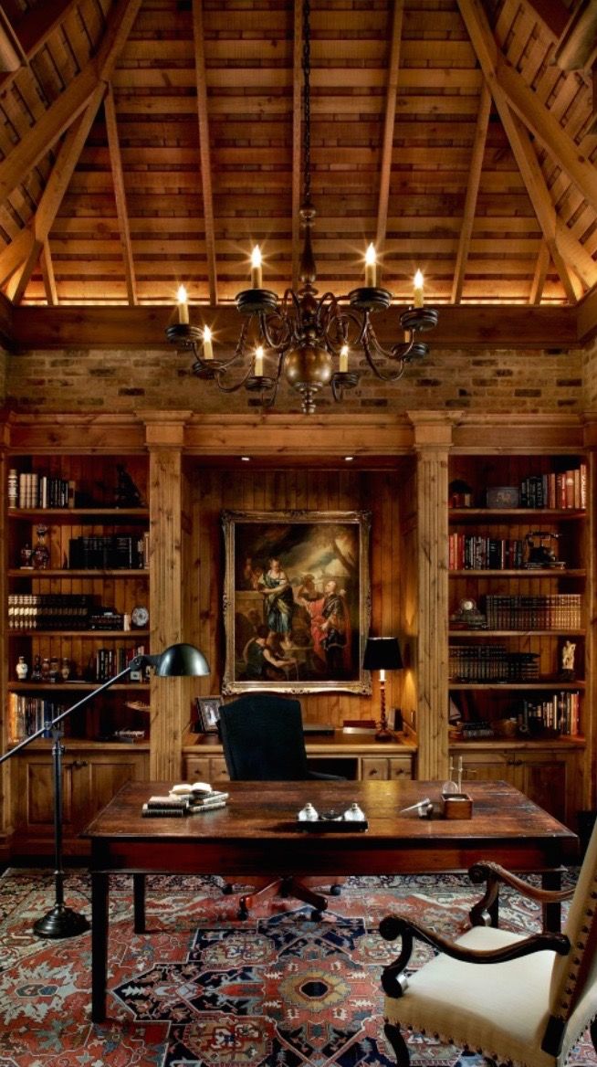 Log Rustic Home Office Design