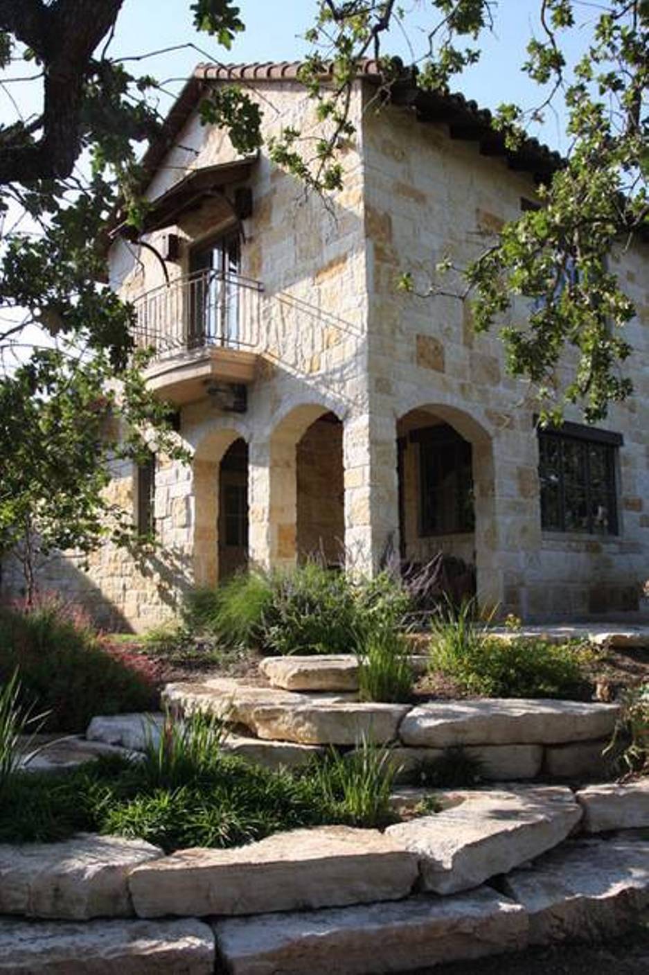 Mediterranean House Exterior Design with Stone