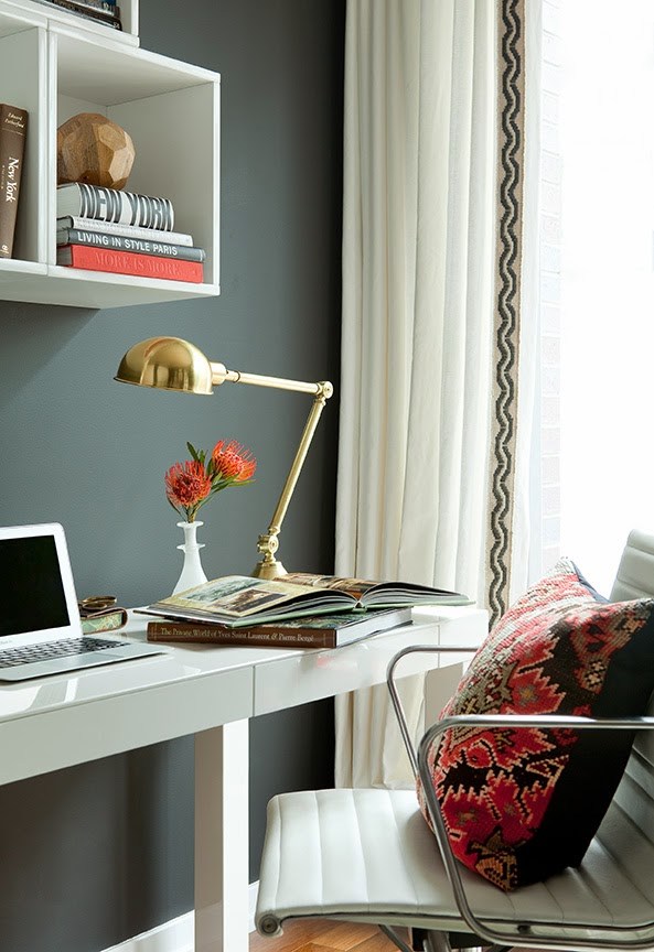 Modern Home Office Design with grey walls