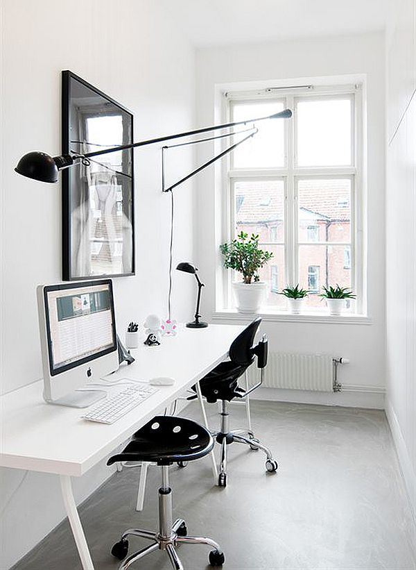 Monochromatic Industrial Home Office Design