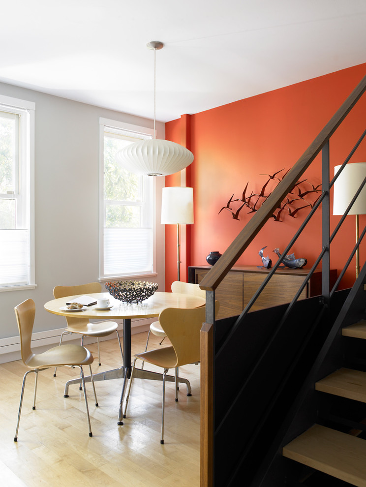Orange Accent Tropical Dining Room Design