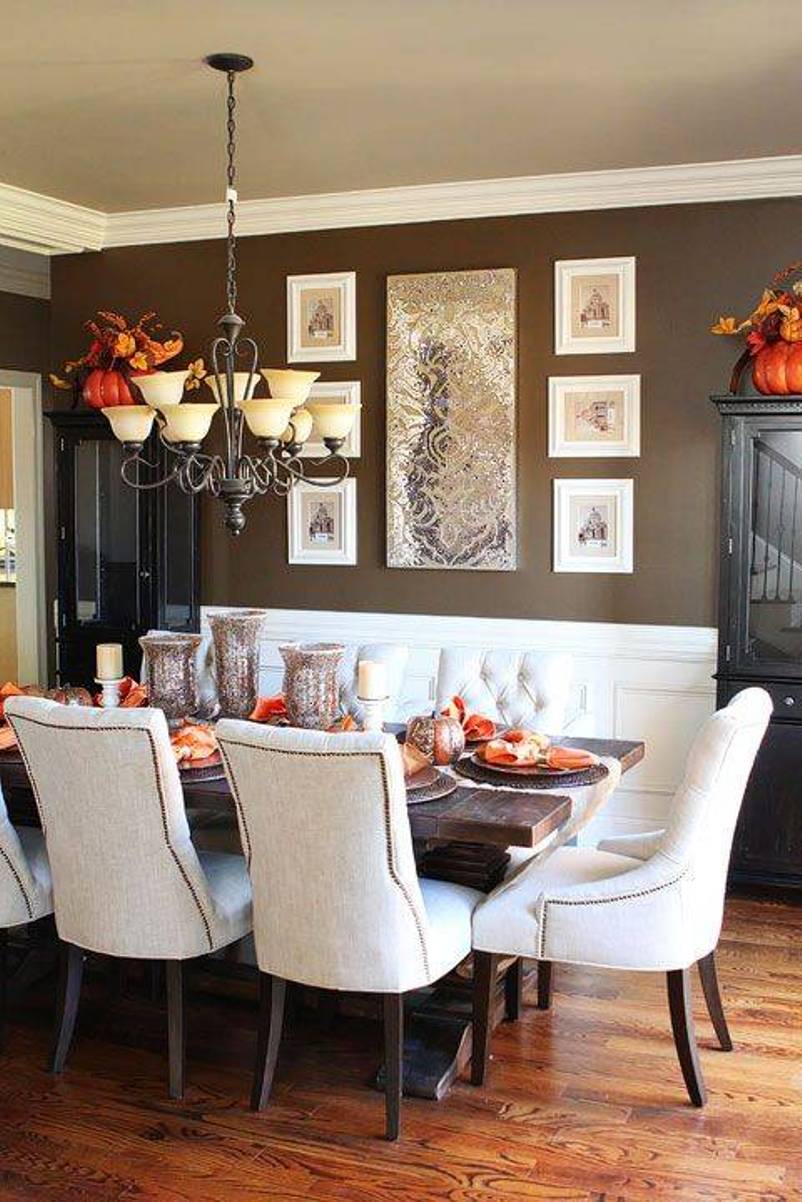 Rustic Dining Room Design with White Chairs