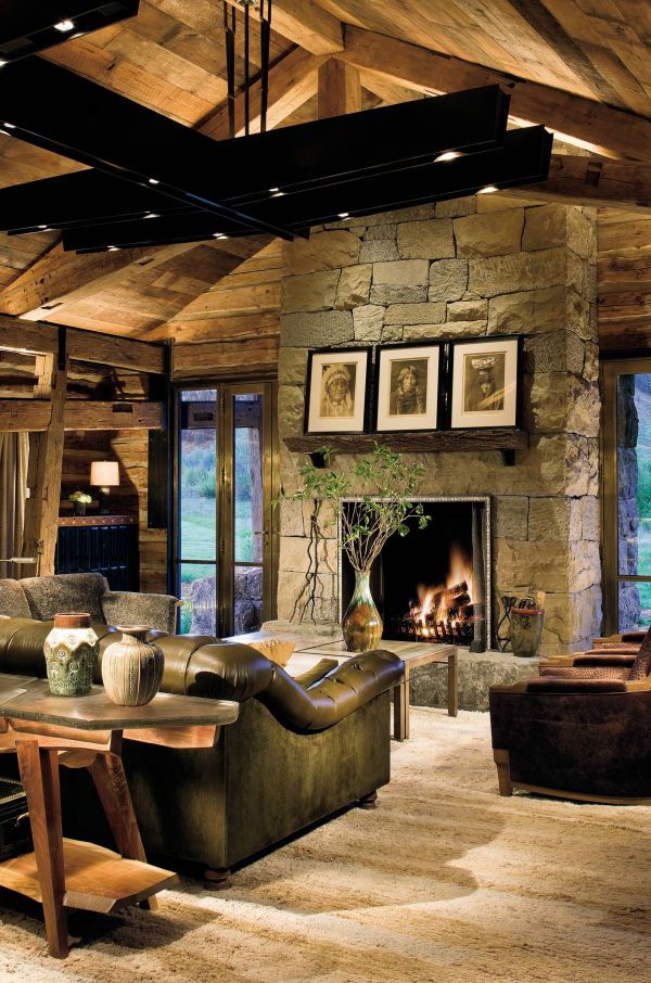 Rustic Living Room Fireplace Design