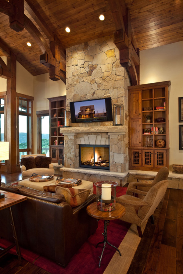 Rustic Living Room with Fireplace Ideas 2016