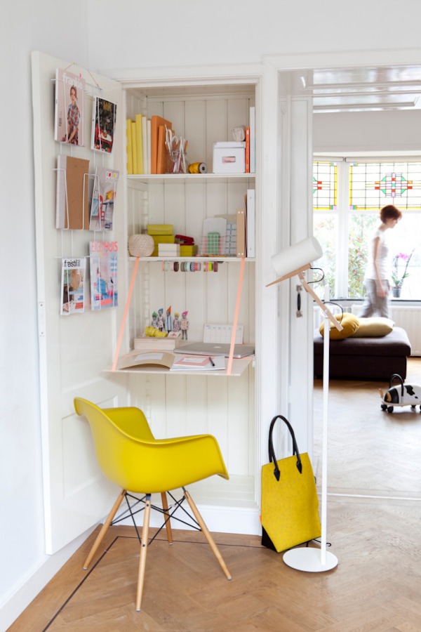 Scandinavian Interior Design With Closet Folding Desk