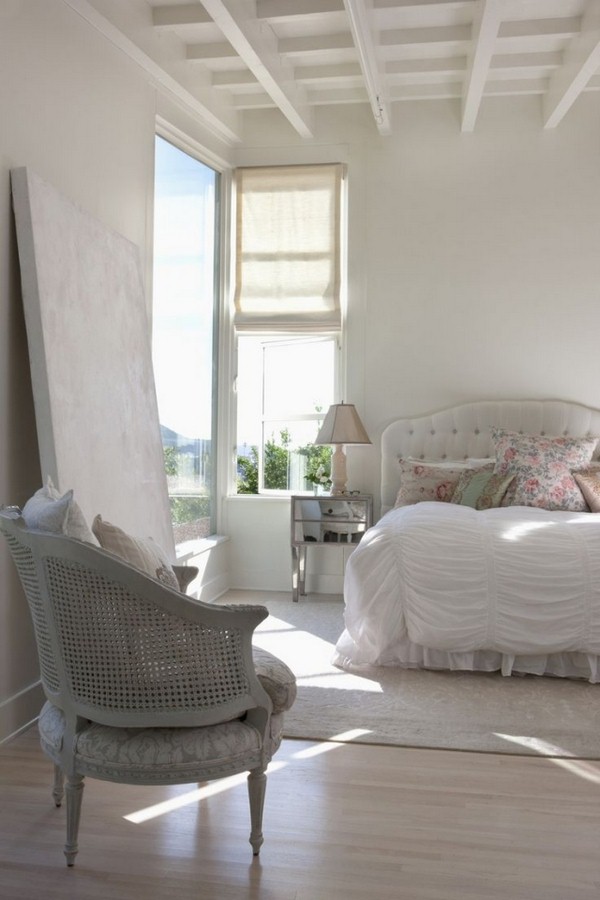 Shabby-Chic Style Bedroom Design white sloping roof