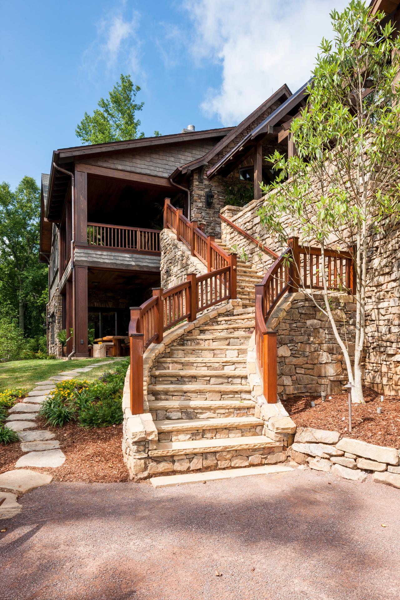 Stacked Stone Stairs Eclectic Outdoor Design
