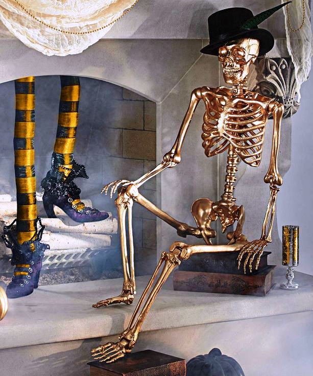 Life Size Gold Skeleton Halloween Decorations