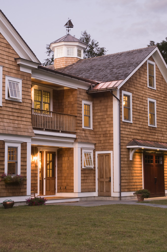 White Houses with Siding and Cedar Shakes Traditional Exterior Design
