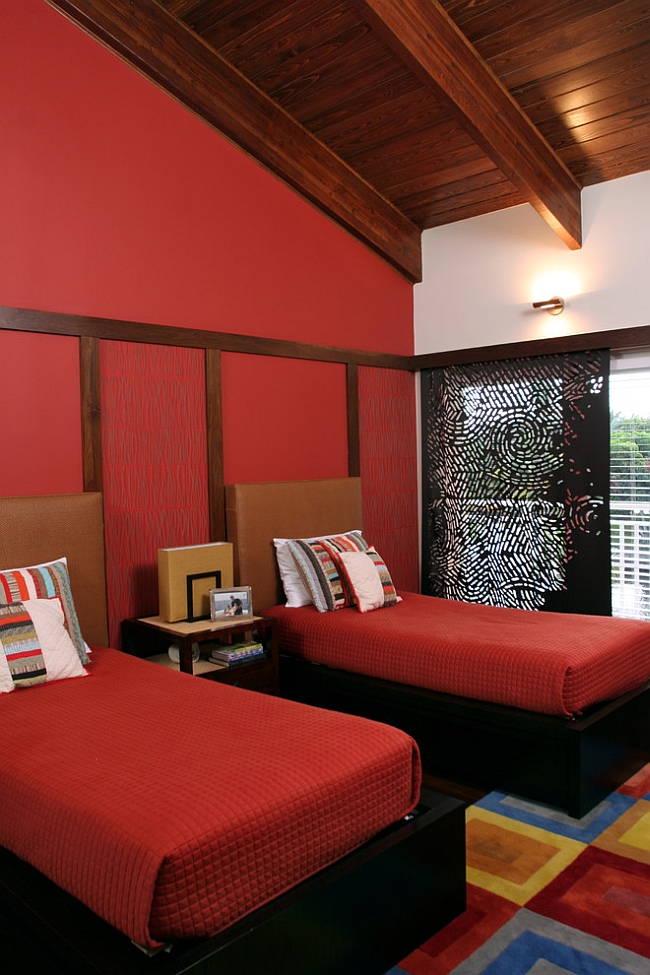 Trendy Modern Red Bedroom Design