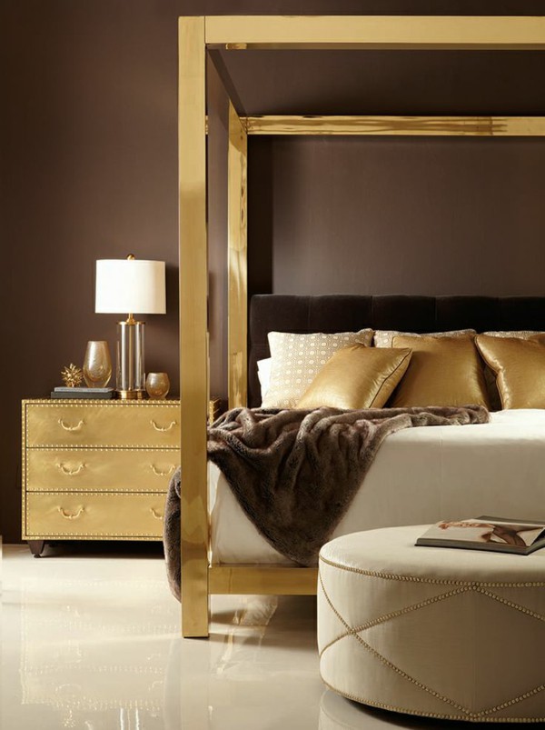 luxurious bedroom gold accents nightstand Chronicly