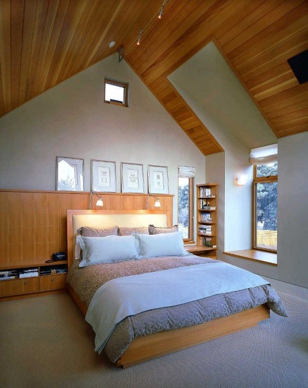 Attic Bedrooms with Wood Ceilings