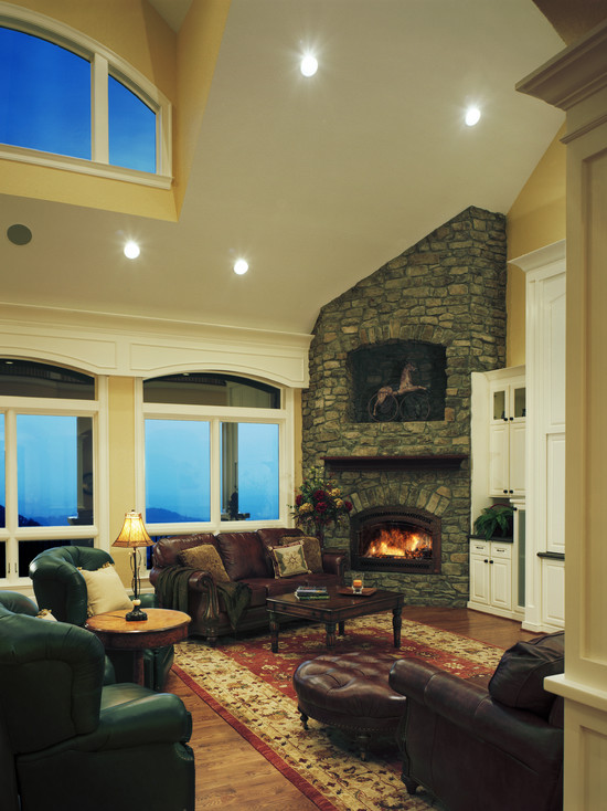 Living Room with Corner Fireplace