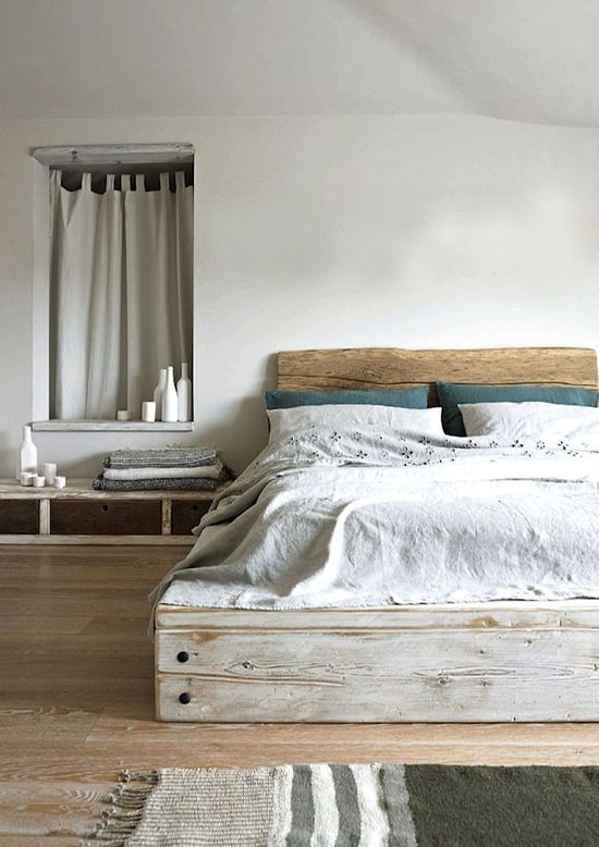 Rustic Wood Platform Bed Frame