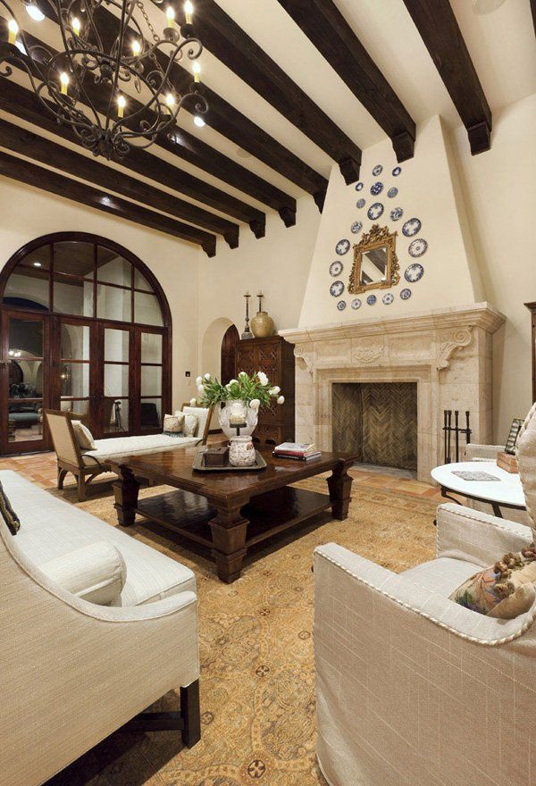 Spanish Living Room with Beams