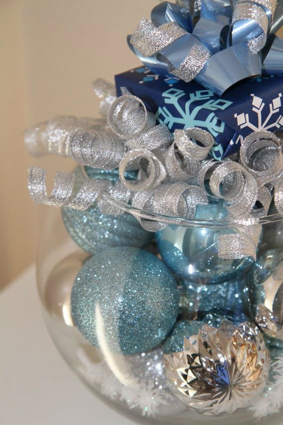 Blue and Silver Christmas Centerpieces