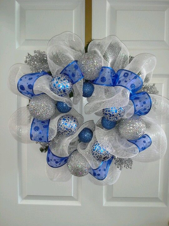 Blue and Silver Christmas Wreath