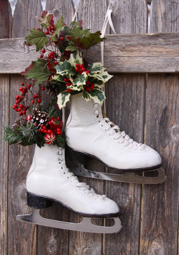 Decorating with Ice Skates for Christmas